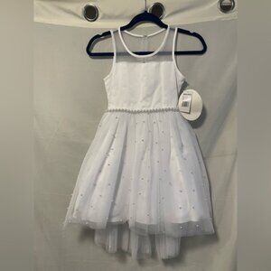 NWT American Princess White Satin Tulle Pearl Dress  10